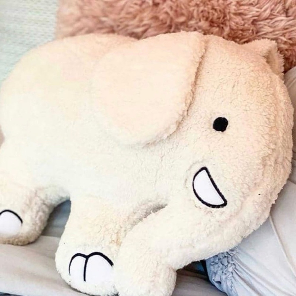 Ivory Ella Sherpa Elephant Pillow